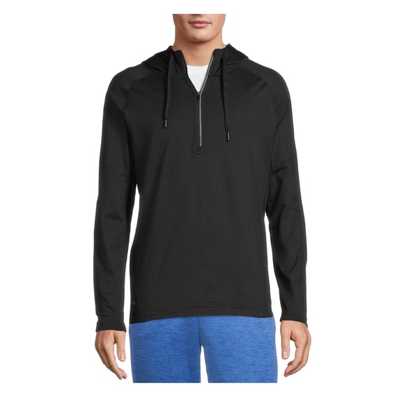 Mens RUSSELL Sweatshirt Half Zip Hoodie Size Med 38-40 Black Side Zip Pocket New - Picture 1 of 9